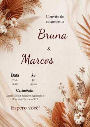 Convite de Casamento Estilo Boho Chic Editável