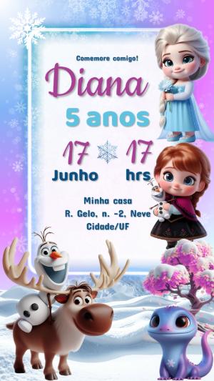 Convite Digital Frozen 2: Princesas do Gelo Editável