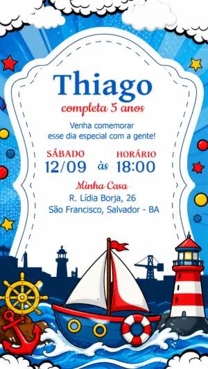 Convite de Aniversário Marinheiro para Editar Online