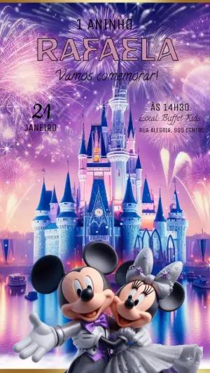Convite Animado Aniversário Disney Mickey para Editar Online