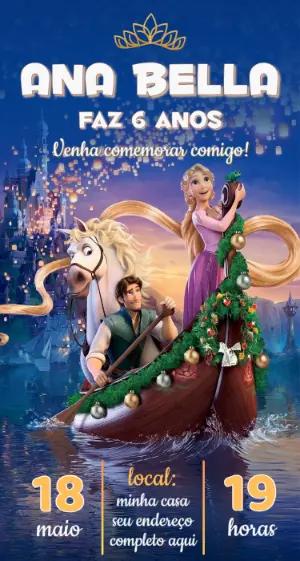 Convite de Aniversário Enrolados Rapunzel Modelo Editável