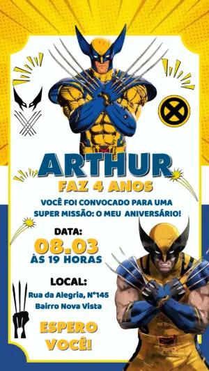 Convite de Aniversário Wolverine X-Men para Editar Online