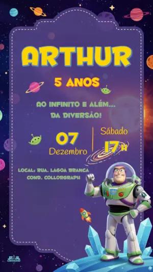 Convite de Aniversário Buzz Lightyear Espacial para Editar