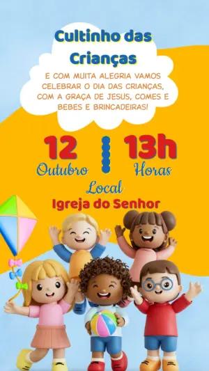 Convite Digital Culto das Crianças Editável
