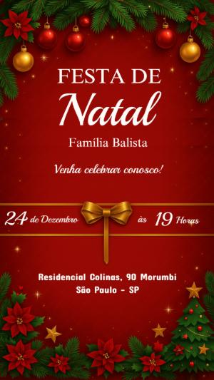 Convite de Natal Elegante com Dourado para Editar