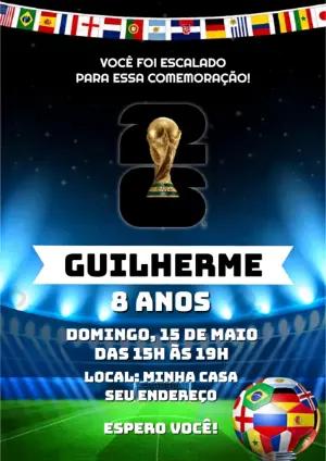 Convite Digital Aniversário Futebol Copa do Mundo para Editar