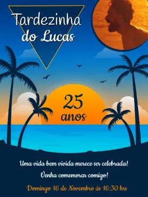 Convite de Aniversário Tardezinha com Foto Para Editar