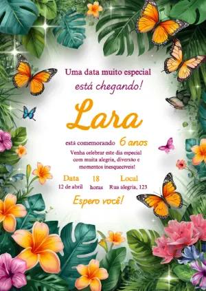 Convite de Aniversário Jardim das Borboletas para Editar