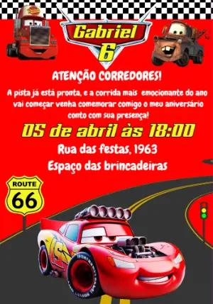 Convite de Aniversário Carros com Personagens para Editar