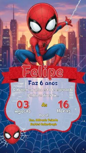 Convite de Aniversário Homem-Aranha Fofo para Editar Online