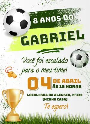 Convite de Aniversário Futebol Infantil para Editar Online