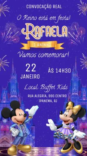 Convite Digital Mickey e Minnie Realeza para Editar