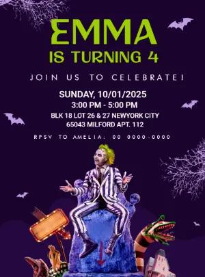 Editable Beetlejuice Themed Birthday Invitation Template
