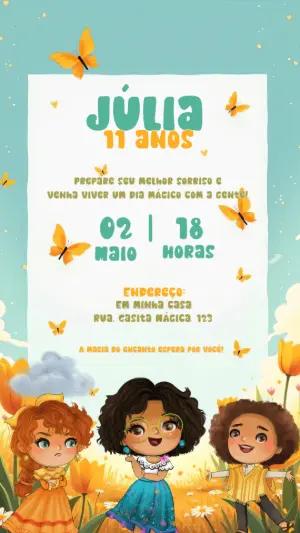 Convite Aniversário Encanto com Personagens para Editar Online
