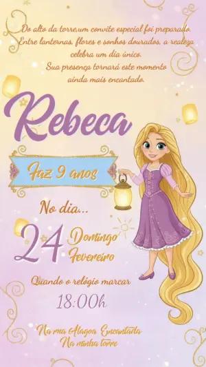 Convite Digital Enrolados Rapunzel para Aniversário Editável