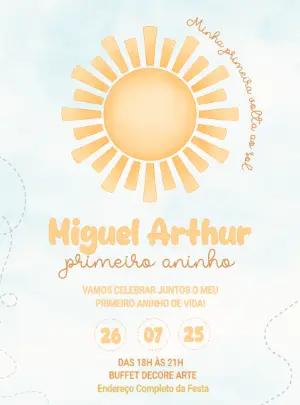 Convite Aniversário Primeira Volta ao Sol para Editar Online