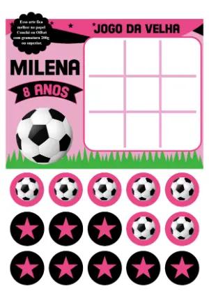 Lembrancinha Jogo da Velha Futebol Rosa para Editar Online