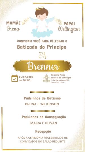 Convite de Batizado Anjinho Dourado Modelo Editável para Menino
