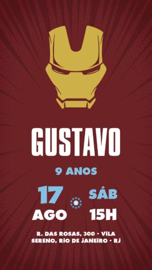 Convite Aniversário Homem de Ferro para Editar Online
