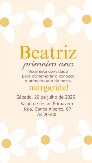 Convite de Aniversário Margarida Floral para Editar Online