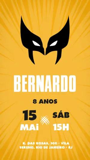 Convite Aniversário Wolverine para Editar e Imprimir Online