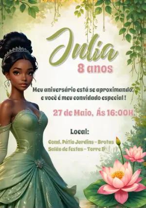 Convite de Aniversário Princesa Tiana para Editar Online