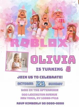 Editable Roblox Birthday Invitation for Girls | Pink Theme