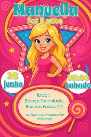 Convite de Aniversário Polly Pocket Editável Online