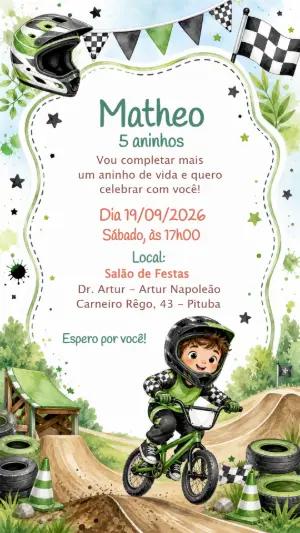 Convite de Aniversário Radical BMX e Motocross Editável