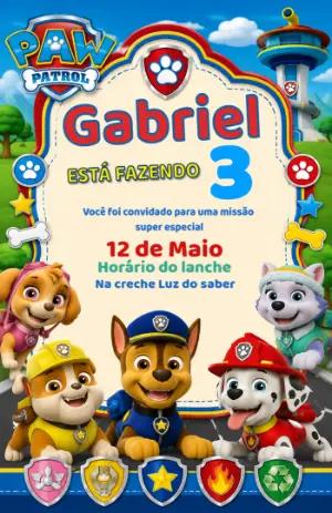 Convite de Aniversário Patrulha Canina para Editar