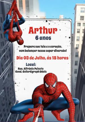 Convite de Aniversário Homem Aranha para Editar Online
