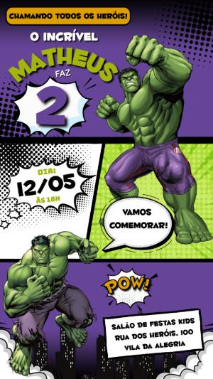 Convite de Aniversário do Incrível Hulk para Editar Online