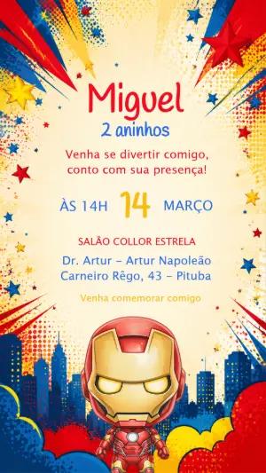 Convite de Aniversário Homem de Ferro Fofo para Editar