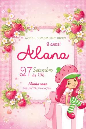 Convite Digital Moranguinho Festa Infantil Editável