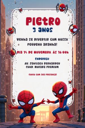 Convite de Aniversário Homem Aranha para Editar Online