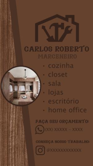 Cartão de Visita Marcenaria com Textura de Madeira para Editar