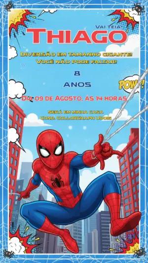 Convite de Aniversário Homem-Aranha estilo Quadrinhos para editar