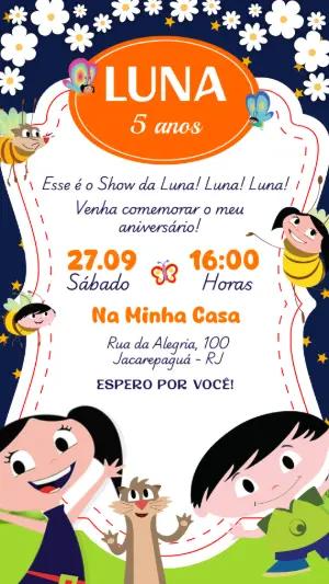 Convite Aniversário O Show da Luna para Editar Online