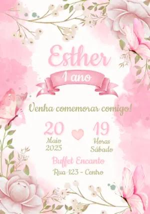 Convite Aniversário Jardim das Borboletas para Editar Online