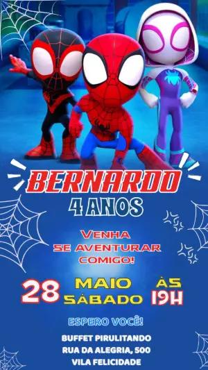 Convite de Aniversário Spidey e Amigos para Editar Online