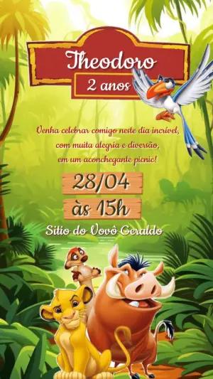 Convite de Aniversário Rei Leão e Guarda dos Leões Editável