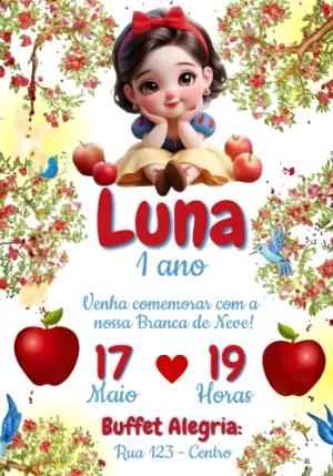Convite de Aniversário Branca de Neve Baby Editável