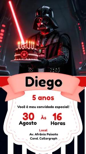 Convite de Aniversário Darth Vader Star Wars para Editar