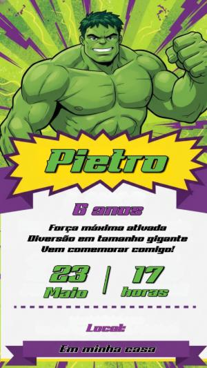 Convite de Aniversário Hulk Super-Herói para Editar Online
