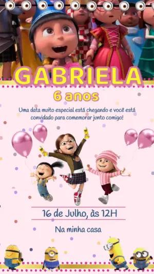 Convite Animado Aniversário Minions para Editar Online