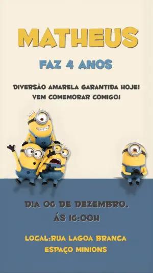 Convite de Aniversário Minions Amarelo e Azul para Editar