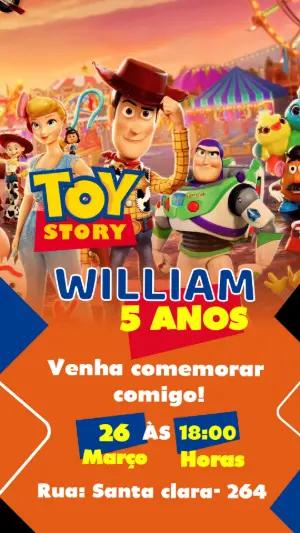 Convite de Aniversário Toy Story Colorido para Editar