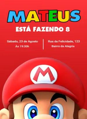 Convite Aniversário Super Mario Bros para Editar Online