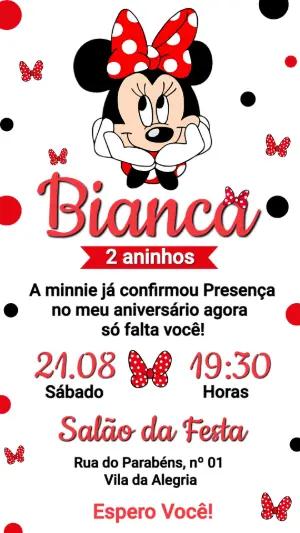 Convite de Aniversário Minnie Vermelha para Editar Online
