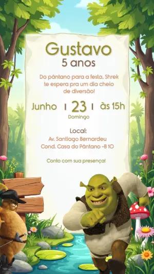 Convite de Aniversário Shrek e sua Turma para Editar Online